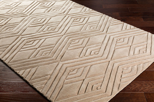 Alfombra decorativa de lana hecha a mano con grabado ETC-5000 de 2' x 3'