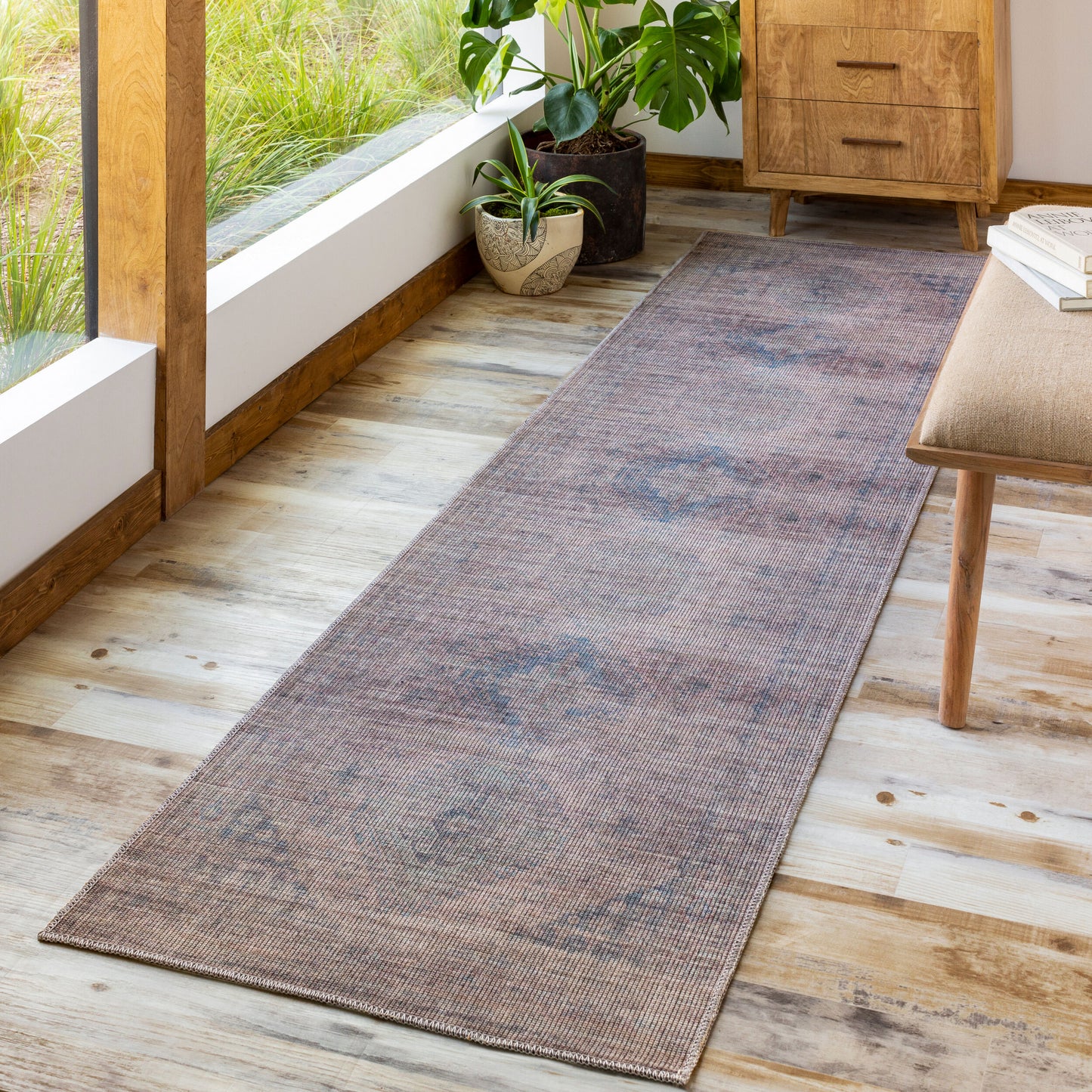 Farrell FRL-2302 7ft Runner Machine Woven Washable Runner Rug