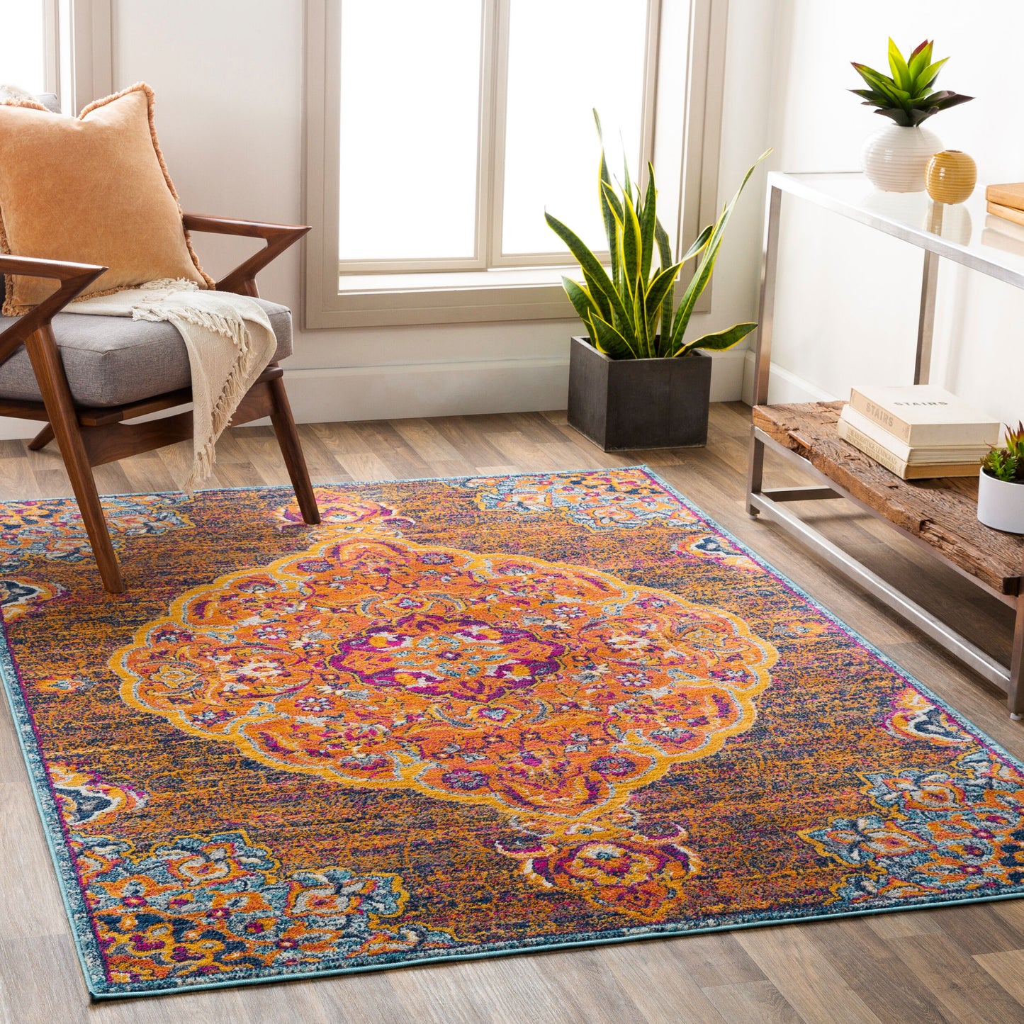 Floransa FSA-2321 5' x 7' Machine Woven Area Rug