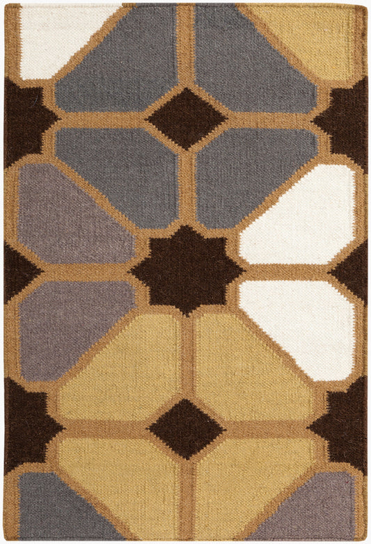 Alfombra decorativa de lana hecha a mano Frontier FT-70 de 2' x 3'