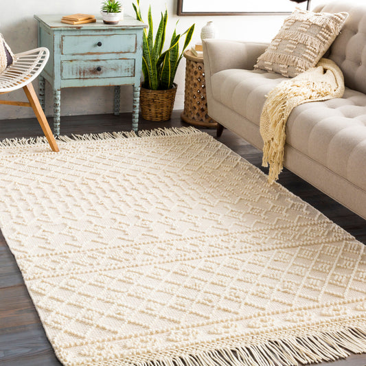 Alfombra de área hecha a mano Farmhouse Tassels FTS-2305 de 1,52 m x 2,13 m