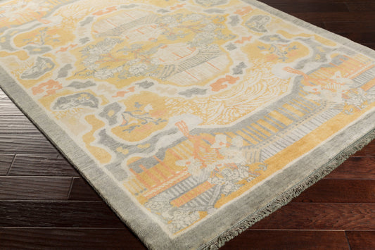 Alfombra de lana hecha a mano Geisha GES-1000 de 1,52 m x 2,44 m