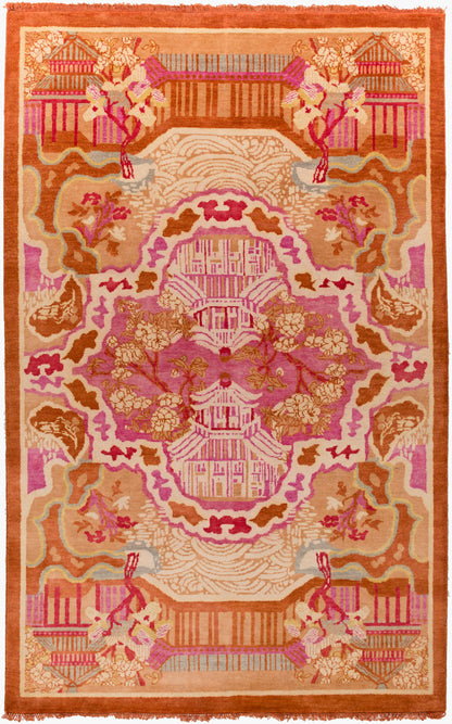 Alfombra de lana hecha a mano Geisha GES-1004 de 1,52 m x 2,44 m