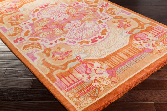 Alfombra de lana hecha a mano Geisha GES-1004 de 1,52 m x 2,44 m