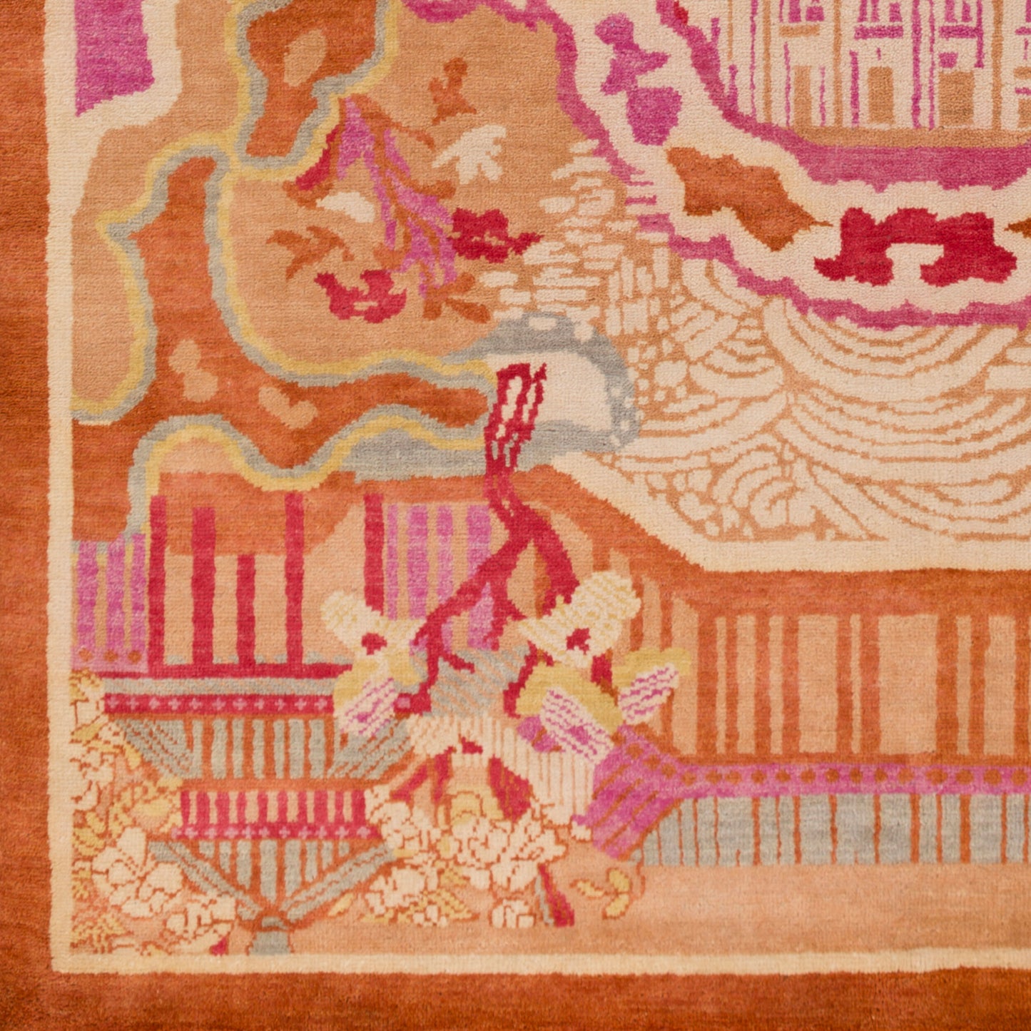 Alfombra de lana hecha a mano Geisha GES-1004 de 1,52 m x 2,44 m