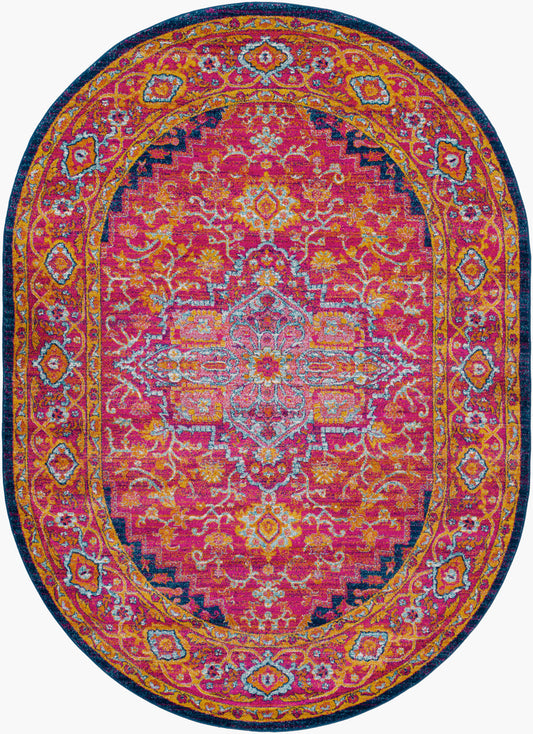 Alfombra tejida a máquina ovalada Harput HAP-1009 de 1,83 m x 2,74 m
