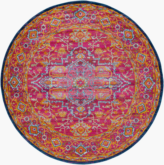 Harput HAP-1009 5ft Round Machine Woven Area Rug