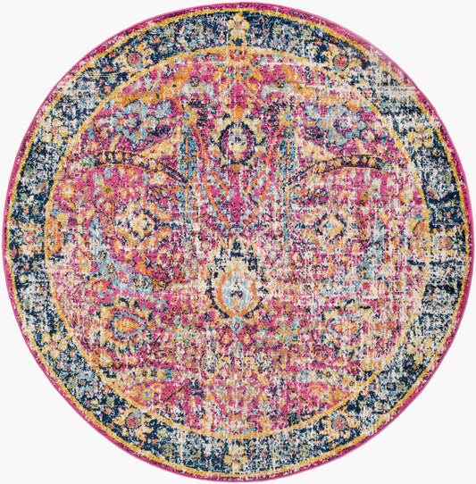 Harput HAP-1013 5ft Round Machine Woven Area Rug