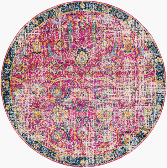 Harput HAP-1013 8ft Round Machine Woven Area Rug
