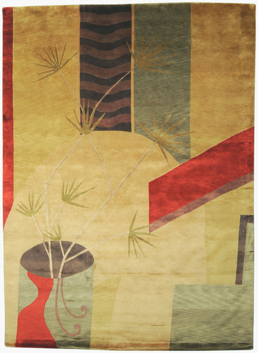 Alfombra de lana hecha a mano Mugal IN-8066 de 8' x 11'