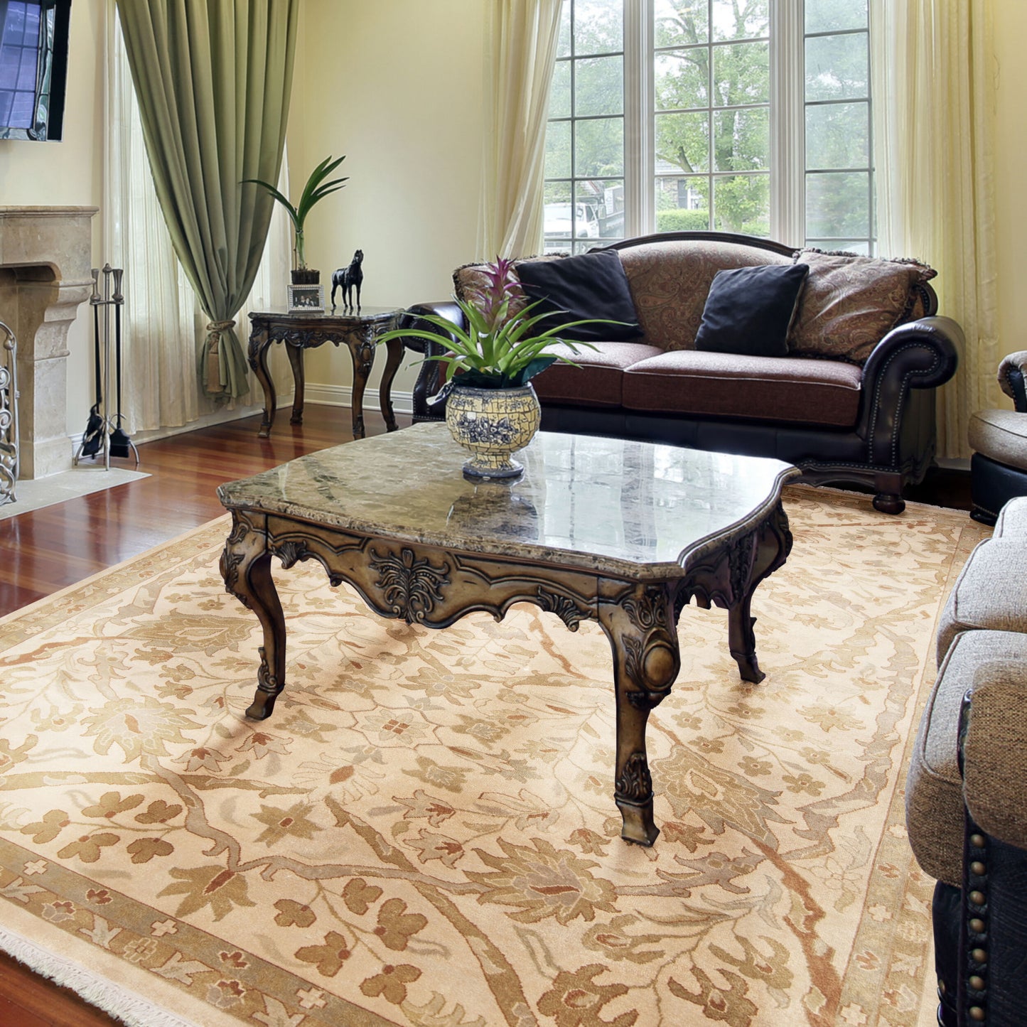 Adana IT-9006 8ft Round Handmade Wool Area Rug