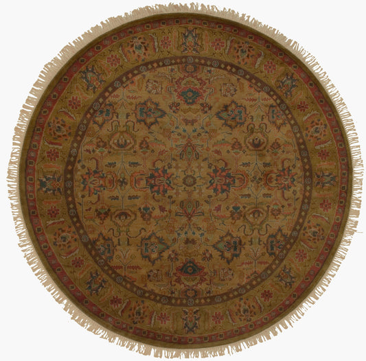 Adana IT-KASHAN 8ft Round Handmade Wool Area Rug