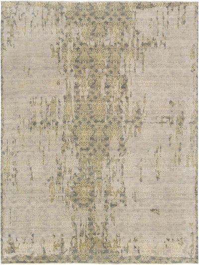 Gray Hand Knotted 70% Wool, 30% Silk Traditional Rectangle Handmade rug, Indoor use only, no fringe, non-washable.