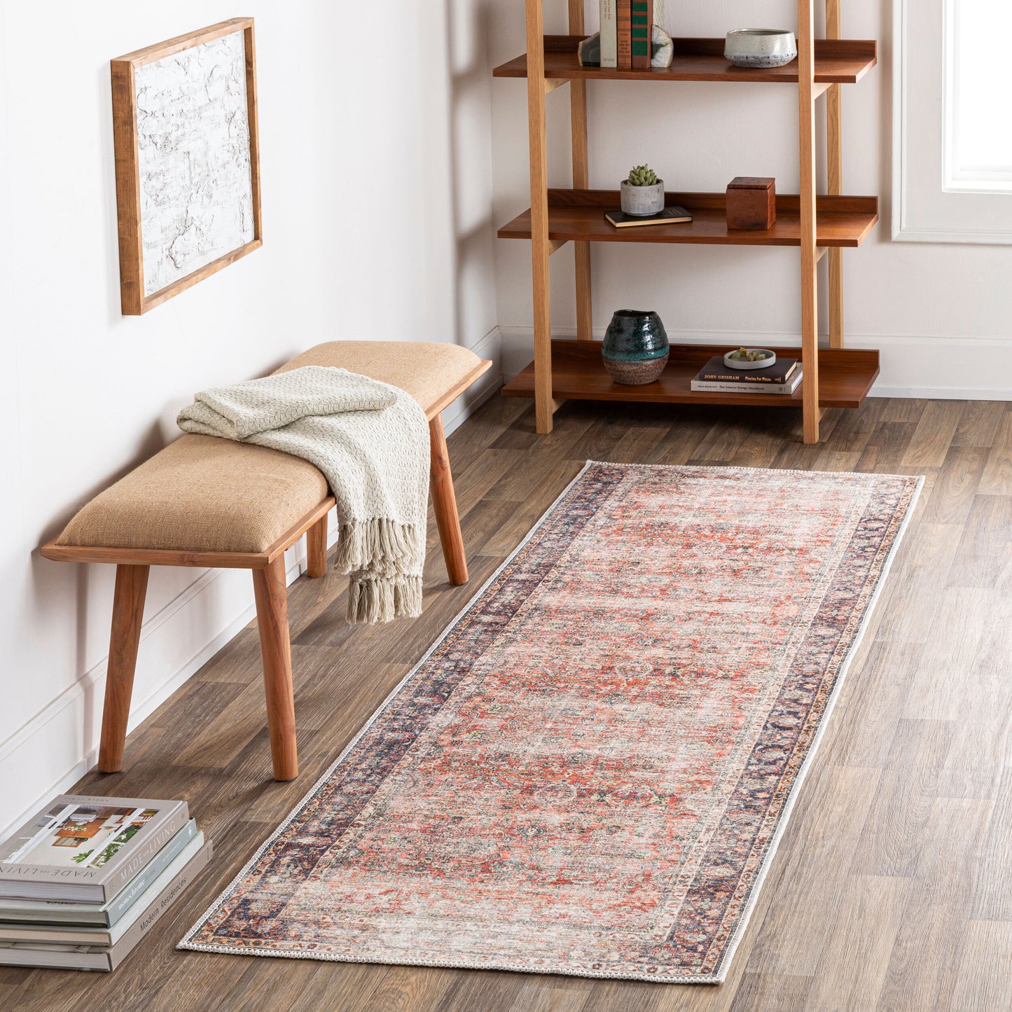 Kemer KMR-2302 7ft Runner Machine Woven Washable Runner Rug