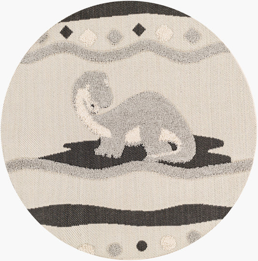 Kayra KYR-2300 5ft Round Machine Woven Indoor/Outdoor Area Rug