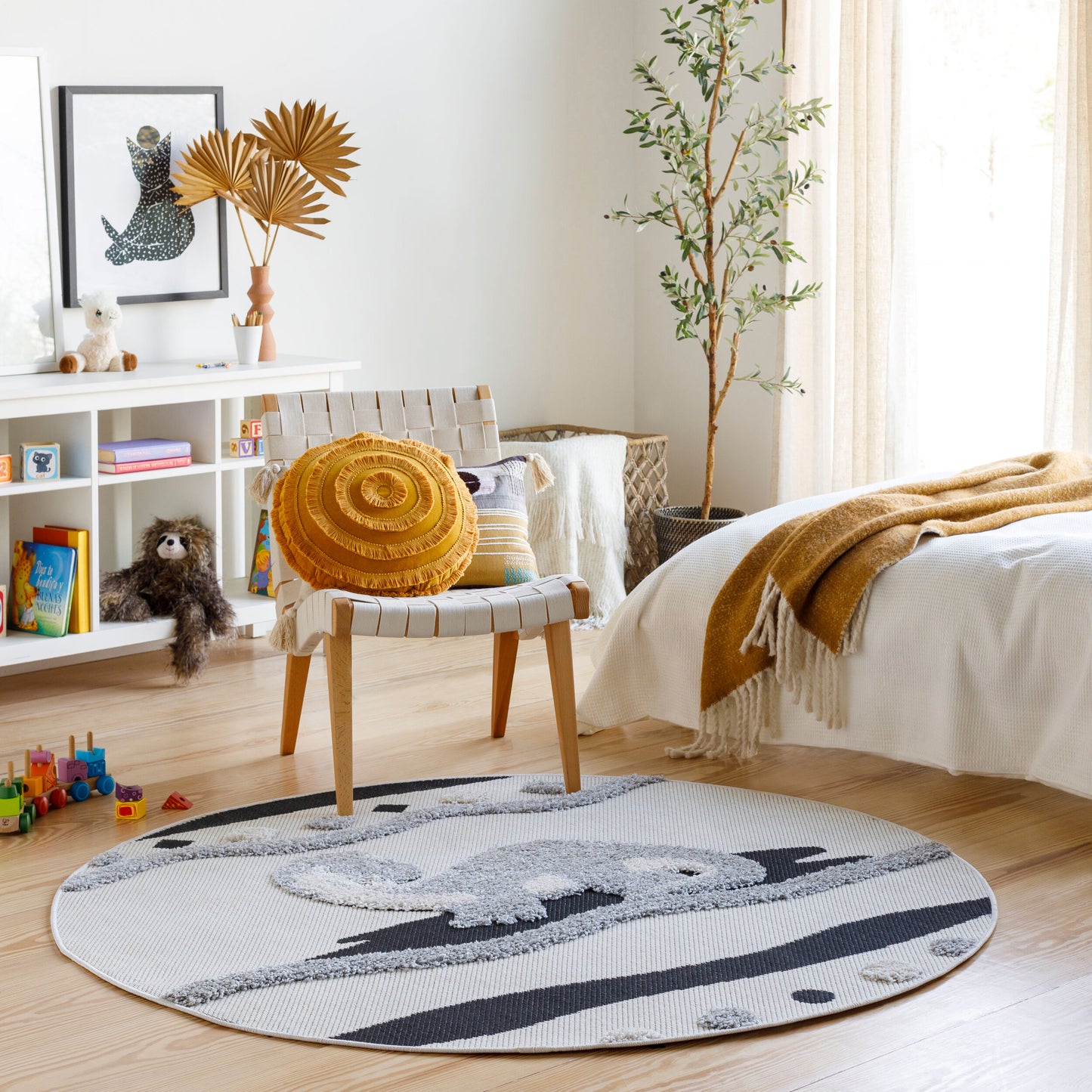 Alfombra Kayra KYR-2300 de 1,5 m, redonda, tejida a máquina, para interior y exterior