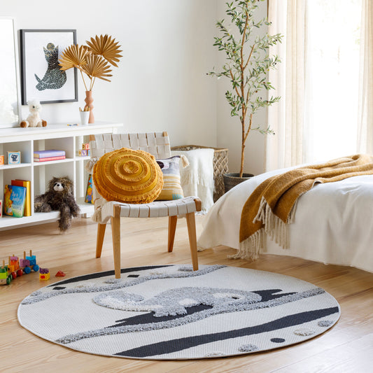 Kayra KYR-2300 4ft Round Machine Woven Indoor/Outdoor Accent Rug