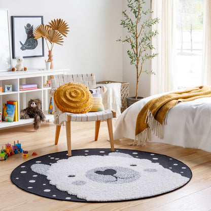 Kayra KYR-2301 4ft Round Machine Woven Indoor/Outdoor Accent Rug