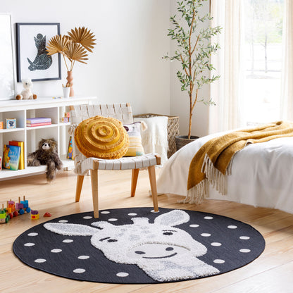 Alfombra Kayra KYR-2302 de 1,5 m, redonda, tejida a máquina, para interior y exterior