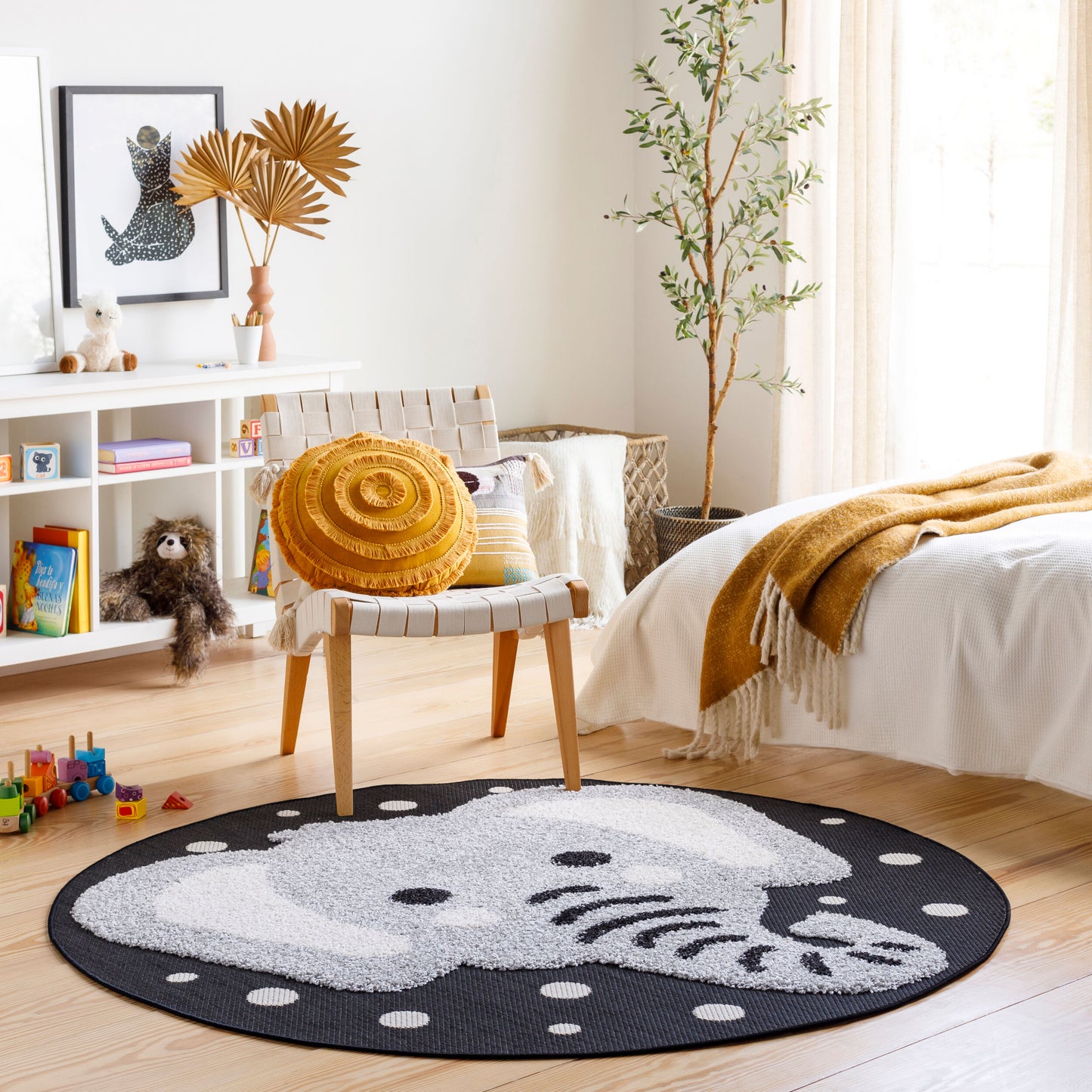 Kayra KYR-2303 8ft Round Machine Woven Indoor/Outdoor Area Rug