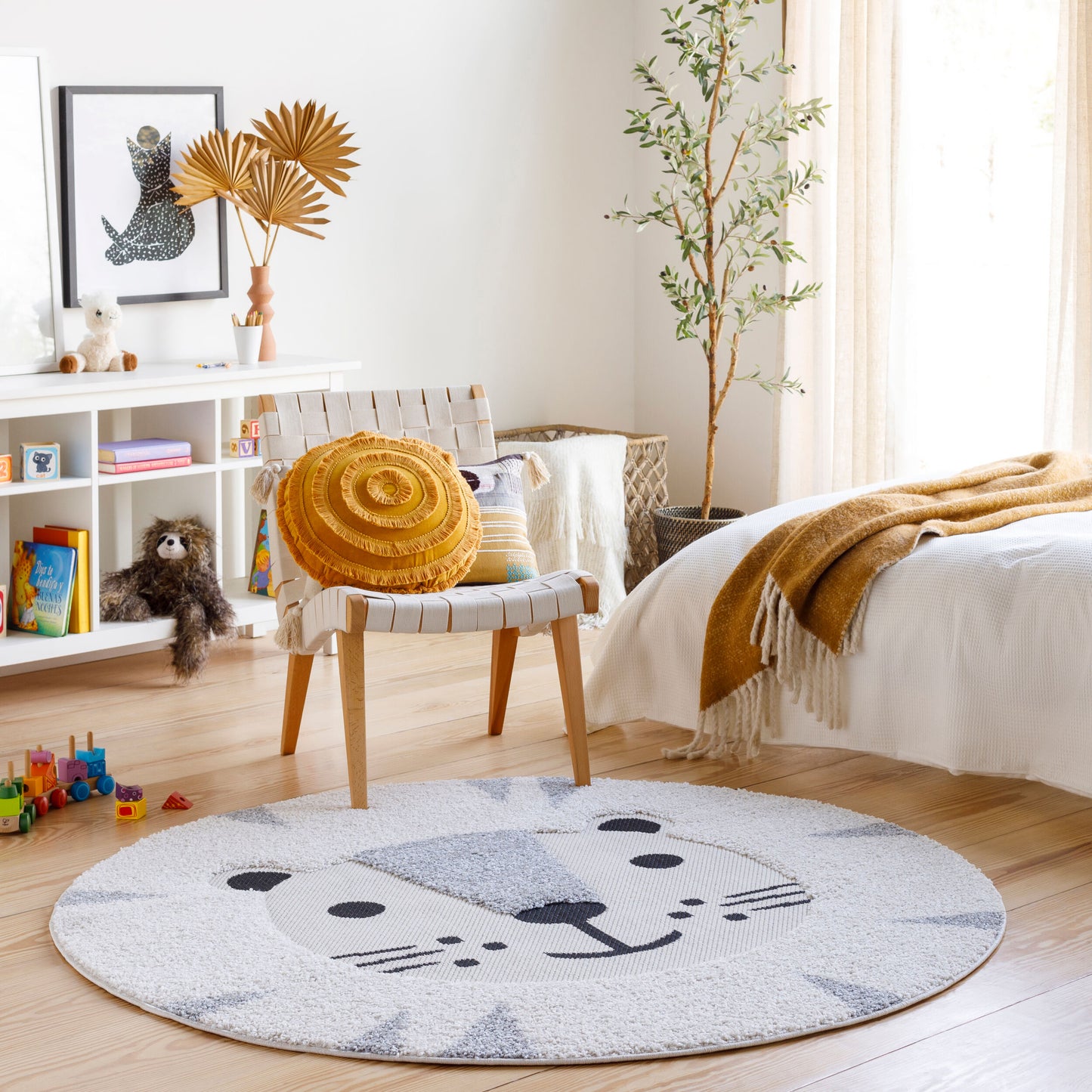 Alfombra Kayra KYR-2307 de 2,4 m, redonda, tejida a máquina, para interior y exterior