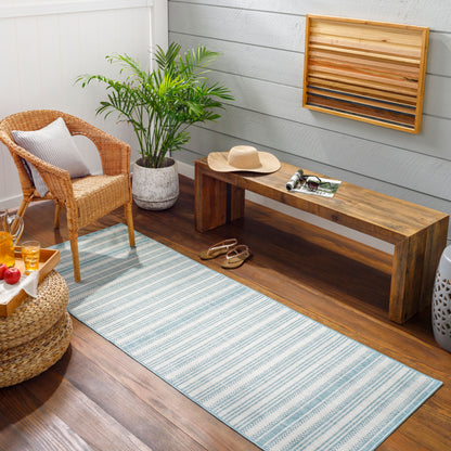 Long Beach LBH-2306 7ft Runner Machine Woven Indoor/Outdoor Runner Rug