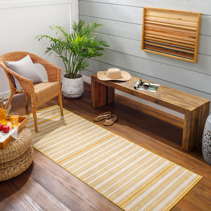 Long Beach LBH-2307 7ft Runner Machine Woven Indoor/Outdoor Runner Rug