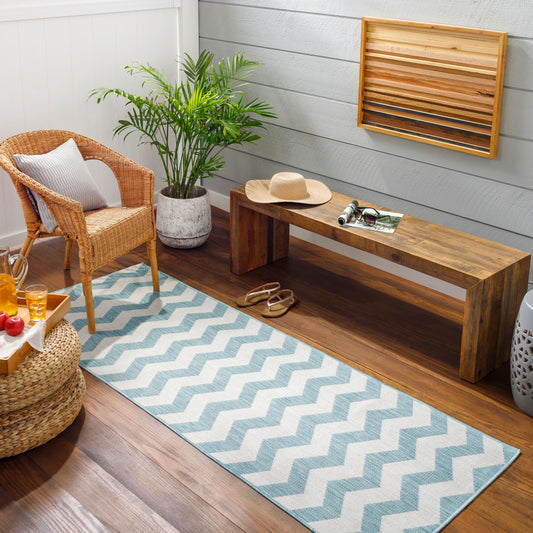 Long Beach LBH-2311 7ft Runner Machine Woven Indoor/Outdoor Runner Rug