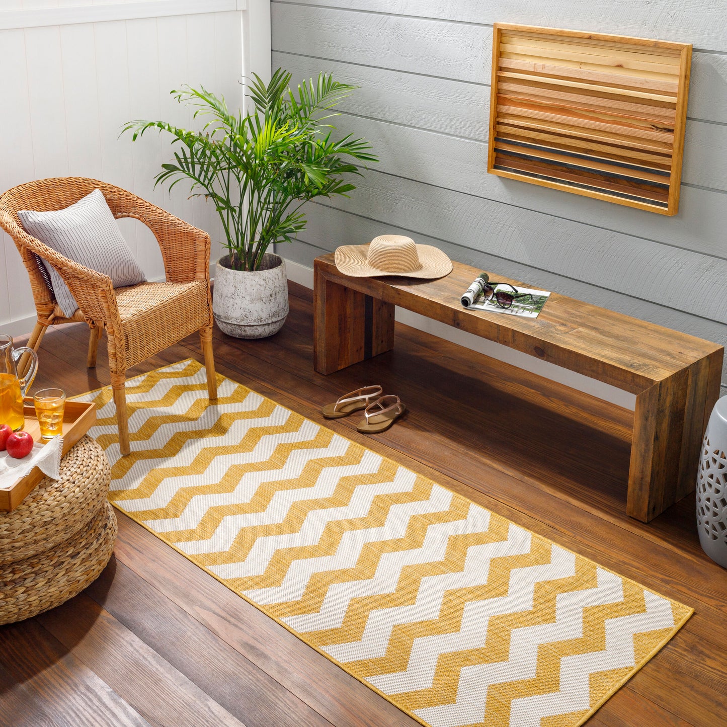 Long Beach LBH-2312 7ft Runner Machine Woven Indoor/Outdoor Runner Rug