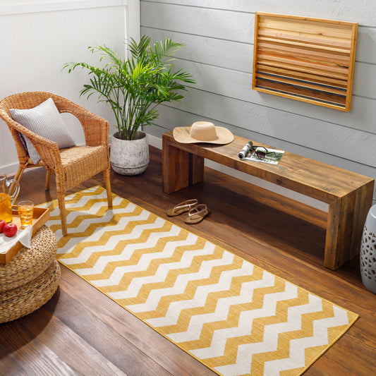 Long Beach LBH-2312 7ft Runner Machine Woven Indoor/Outdoor Runner Rug