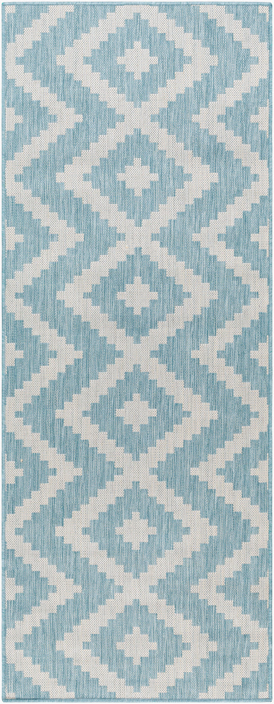 Long Beach LBH-2315 7ft Runner Machine Woven Indoor/Outdoor Runner Rug