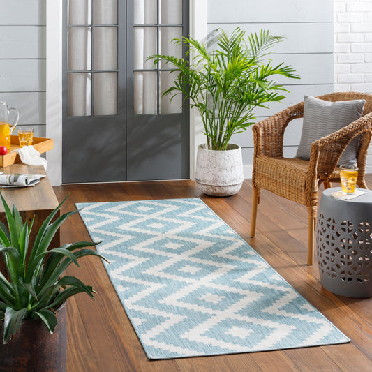 Long Beach LBH-2315 7ft Runner Machine Woven Indoor/Outdoor Runner Rug