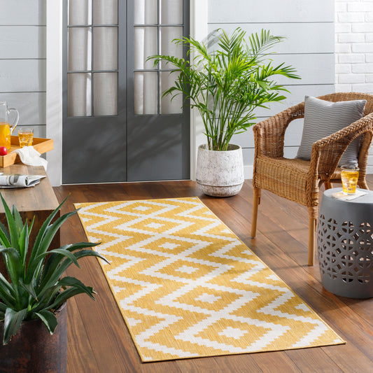 Long Beach LBH-2316 7ft Runner Machine Woven Indoor/Outdoor Runner Rug