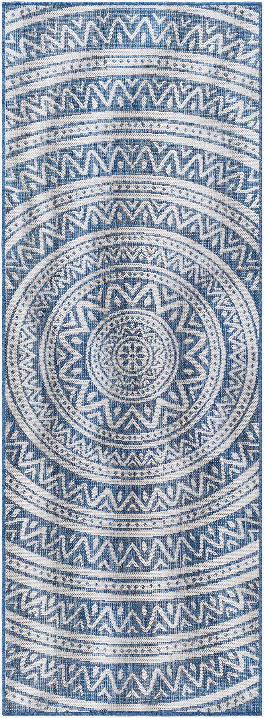 Long Beach LBH-2319 7ft Runner Machine Woven Indoor/Outdoor Runner Rug