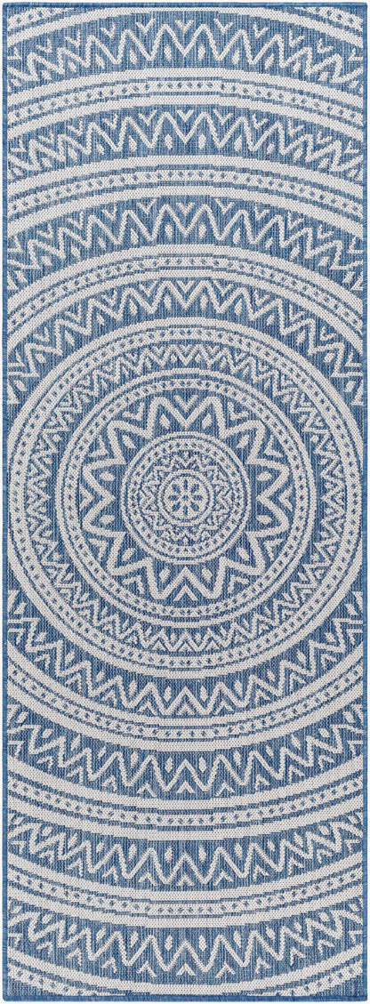 Long Beach LBH-2319 7ft Runner Machine Woven Indoor/Outdoor Runner Rug