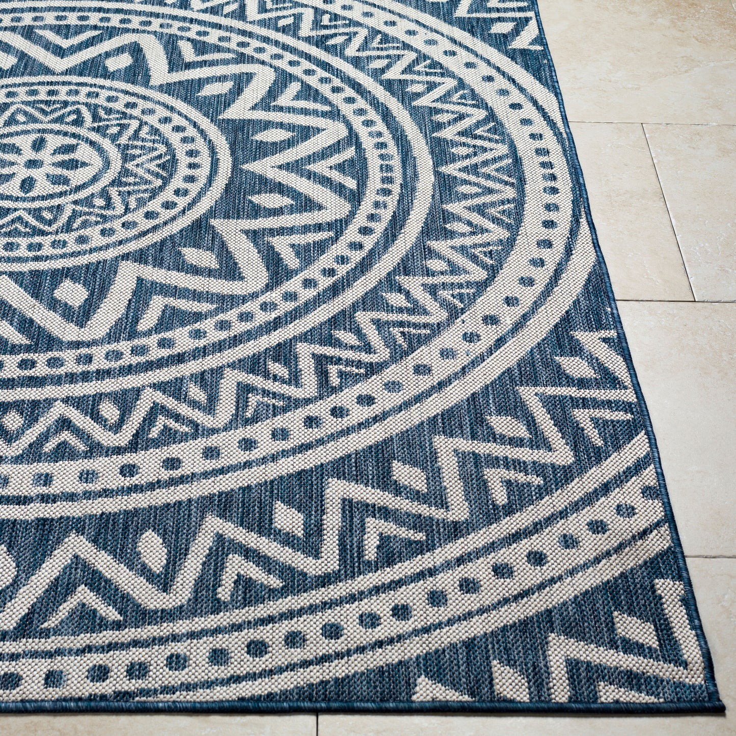Long Beach LBH-2319 7ft Runner Machine Woven Indoor/Outdoor Runner Rug