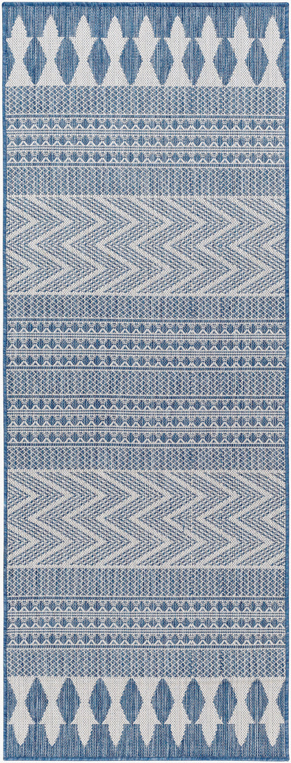 Long Beach LBH-2324 7ft Runner Machine Woven Indoor/Outdoor Runner Rug