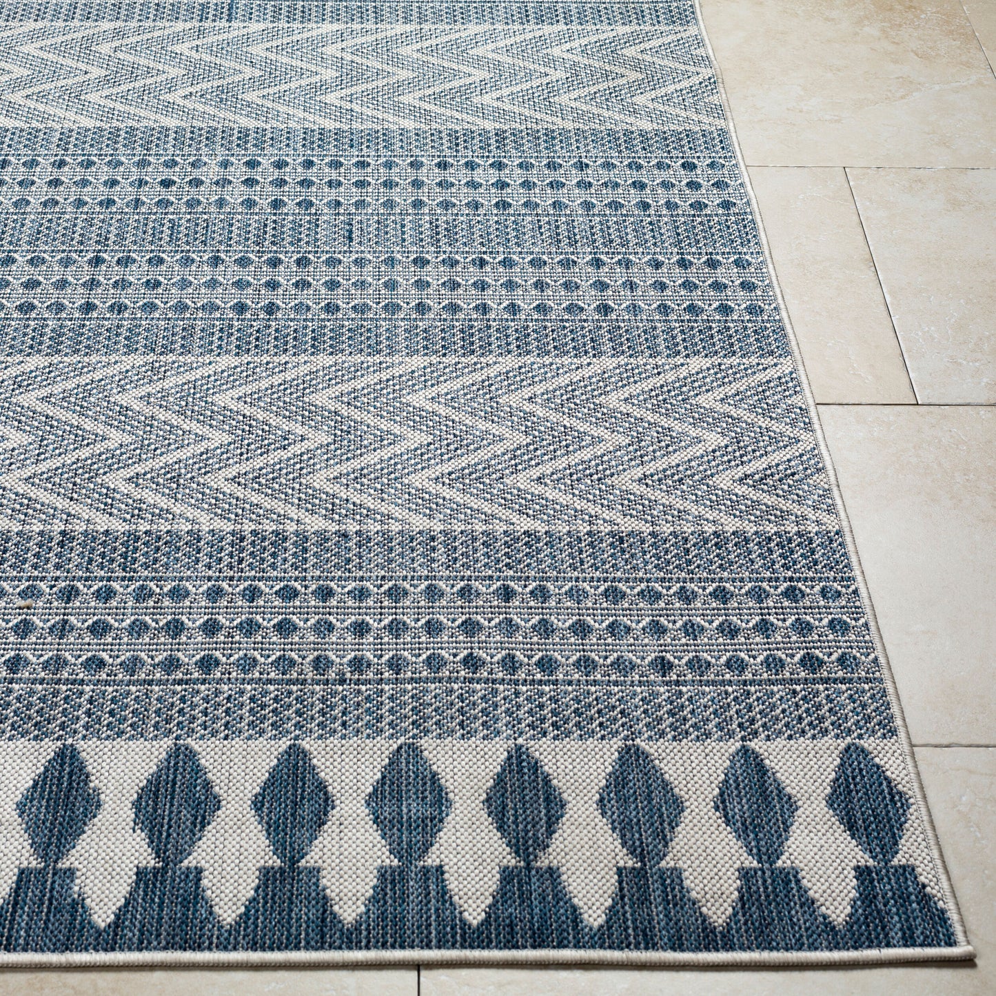 Long Beach LBH-2324 7ft Runner Machine Woven Indoor/Outdoor Runner Rug