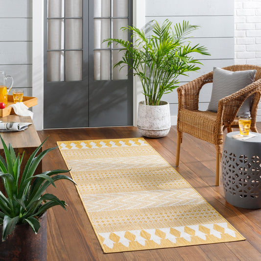 Long Beach LBH-2325 7ft Runner Machine Woven Indoor/Outdoor Runner Rug