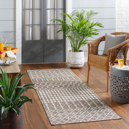 Long Beach LBH-2327 7ft Runner Machine Woven Indoor/Outdoor Runner Rug