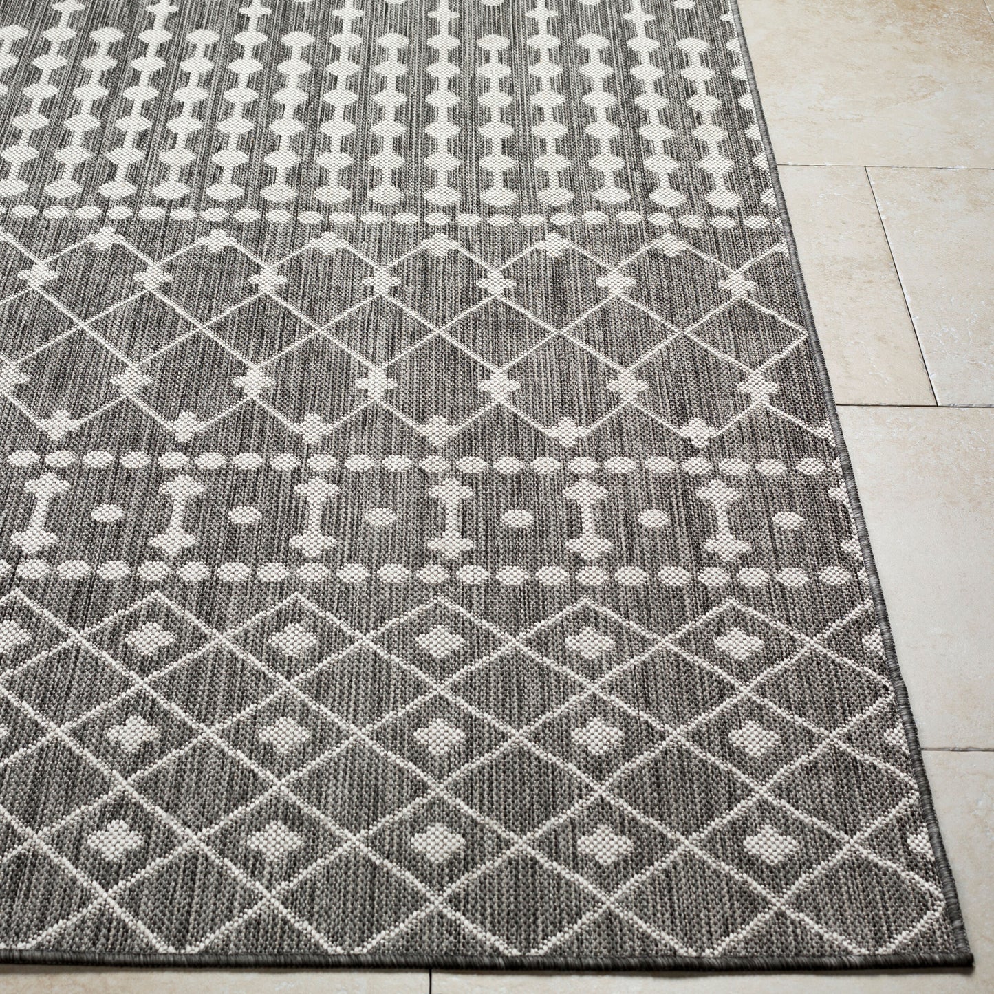 Long Beach LBH-2328 7ft Runner Machine Woven Indoor/Outdoor Runner Rug