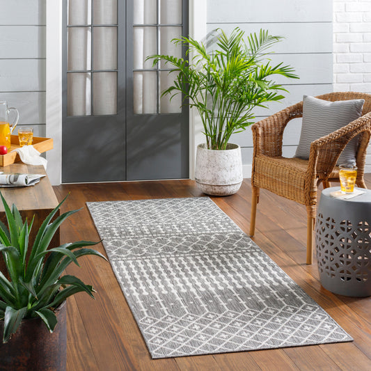 Long Beach LBH-2328 7ft Runner Machine Woven Indoor/Outdoor Runner Rug