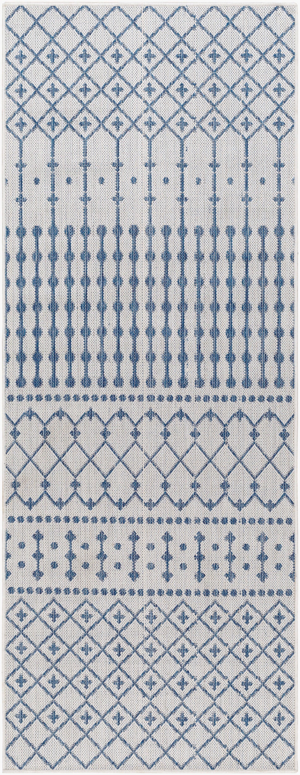 Long Beach LBH-2330 7ft Runner Machine Woven Indoor/Outdoor Runner Rug