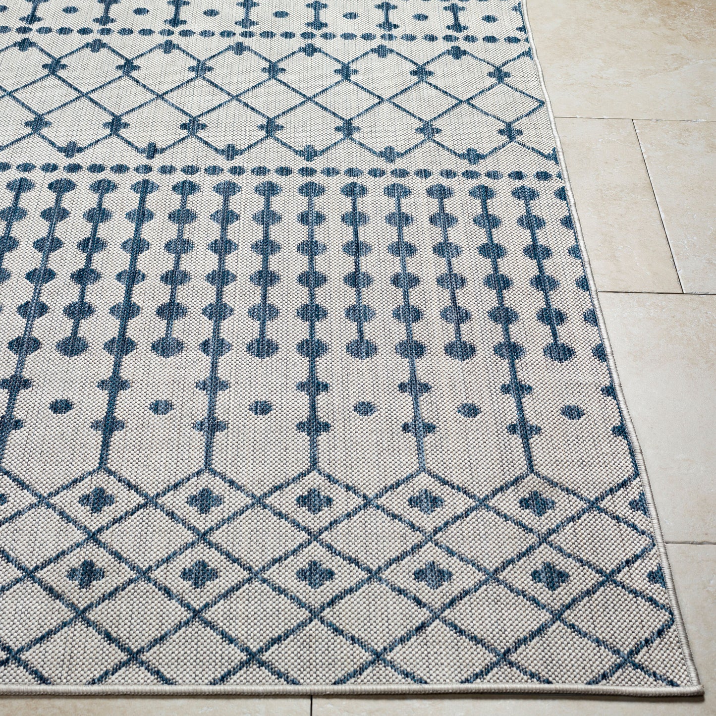 Long Beach LBH-2330 7ft Runner Machine Woven Indoor/Outdoor Runner Rug