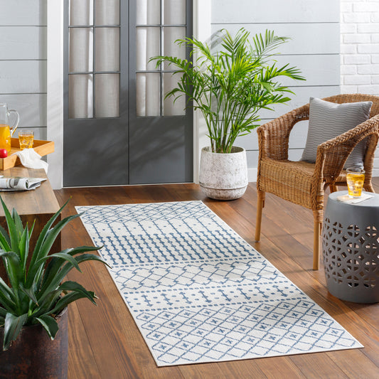 Long Beach LBH-2330 7ft Runner Machine Woven Indoor/Outdoor Runner Rug
