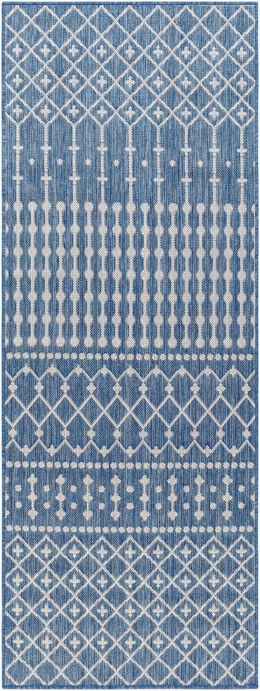 Long Beach LBH-2331 7ft Runner Machine Woven Indoor/Outdoor Runner Rug