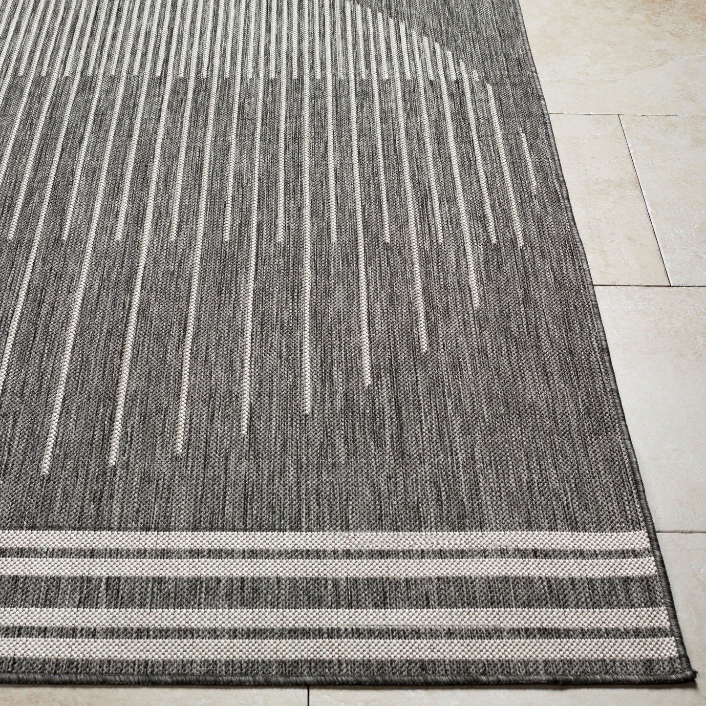 Long Beach LBH-2333 7ft Runner Machine Woven Indoor/Outdoor Runner Rug