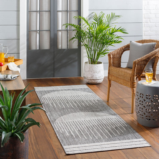 Long Beach LBH-2333 7ft Runner Machine Woven Indoor/Outdoor Runner Rug