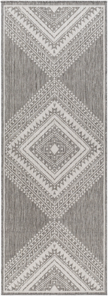 Long Beach LBH-2337 7ft Runner Machine Woven Indoor/Outdoor Runner Rug
