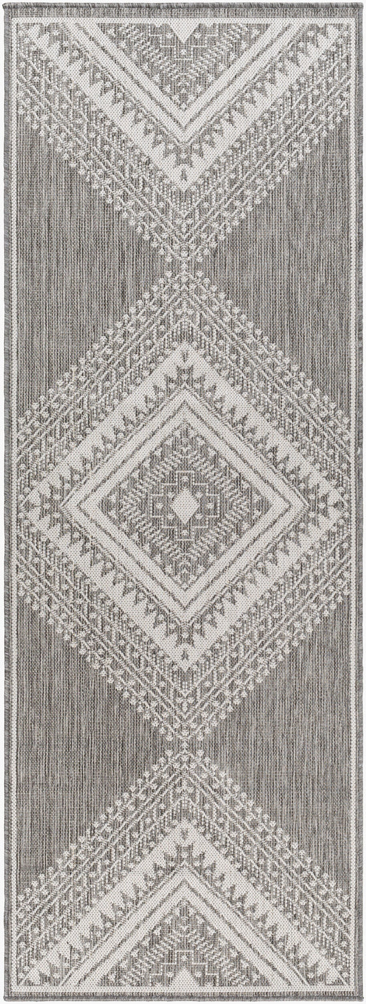 Long Beach LBH-2337 7ft Runner Machine Woven Indoor/Outdoor Runner Rug